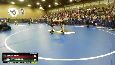 157 lbs Champ. Round 2 - Rusty Stoneburner, Lemoore vs Blake Pacheco, Golden West