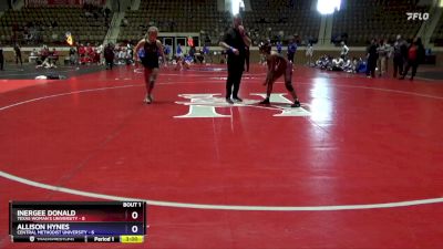 124 lbs Finals (2 Team) - Inergee Donald, Texas Woman`s University vs Allison Hynes, Central Methodist University