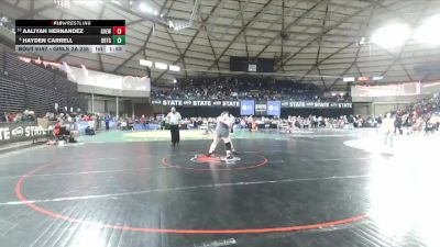 Girls 2A 235 lbs Champ. Round 2 - Hayden Carrell, Orting (Girls) vs Aaliyah Hernandez, Grandview (Girls)