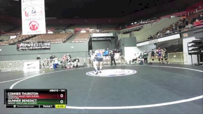 144 lbs Cons. Round 6 - Conner Thurston, Temecula Valley High School Wrestling vs Gunner Benedict, Wright Wrestling Academy