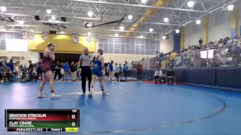 157 lbs Quarterfinal - Grayson Stricklin, Picayune High School vs Clay Crane, Tupelo High School