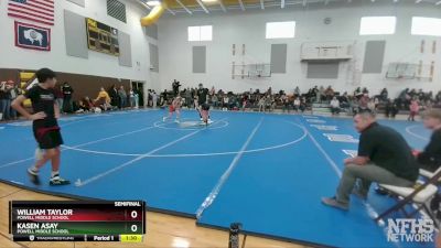 70 lbs Semifinal - Kasen Asay, Powell Middle School vs William Taylor, Powell Middle School