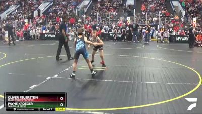64 lbs Cons. Round 2 - Oliver Feuerstein, Black Knights Youth WC vs Payne Kroeger, Sault Blue Devils
