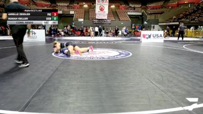 Cadet Girls - 155 lbs Cons. Semis - Arielle Zeidler, Petaluma Wrestling Club vs Hanah Keller, Ukiah High School Wrestling