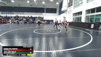 125 lbs Cons. Round 3 - Bryleigh Delis, Santa Rosa Academy vs Sanai Villagran, Centennial