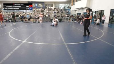100 lbs Cons. Sub-semis - Cooper Heffelman, Legacy Boltz Wrestling Club vs Braxton Conyers, JT Academy