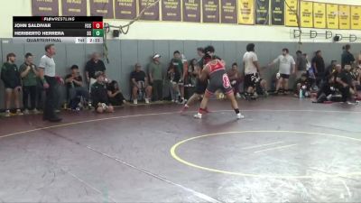 220 lbs Quarterfinal - Heriberto Herrera, Shasta College vs John Saldivar, Fresno City College