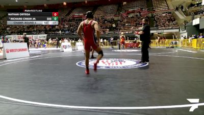 Junior Boys - 175 lbs Champ. Round 3 - Nathan Cordova, Tulare Union High School Wrestling vs Preston Bowles