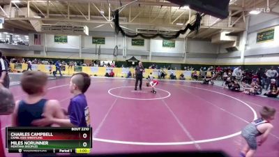 55 lbs Cons. Round 2 - Charles Campbell, Camel Kids Wrestling vs Miles Norunner, Montana Disciples