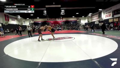 215 lbs Cons. Round 2 - Joaquin Klein, Charter Oak vs Dylan Cook, Arlington
