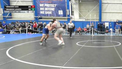 285 lbs Quarterfinal - Benjamin Katz, Springfield vs Brandon Lavasta, New England College