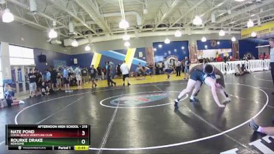 215 lbs Cons. Round 1 - Nate Pond, Cocoa Beach Wrestling Club vs Rourke Drake, Newsome