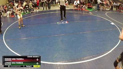 102 lbs Champ. Round 2 - Zoson Van Tassell, Panguitch vs Lyman Nau Rarick, WESTLAKE