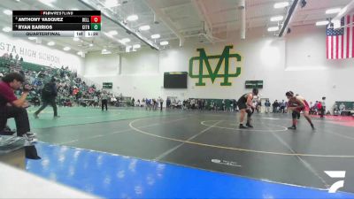 175 lbs Quarterfinal - Anthony Vasquez, Bell Gardens vs Ryan Barrios, Citrus Valley