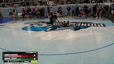 92 lbs Quarterfinal - Regan Yundt, Pioneer Grappling Academy vs Jared Eckman, North Pole Wrestling Club