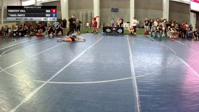 92 lbs Cons. Round 3 - Timothy Hill, Oregon vs Kael Gritz, Colorado