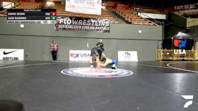 Junior Boys - 120 lbs Cons. Round 2 - Aidan Jeong, Castro Valley High School Wrestling vs Jace Ramirez, Sutter Union High School Wrestling