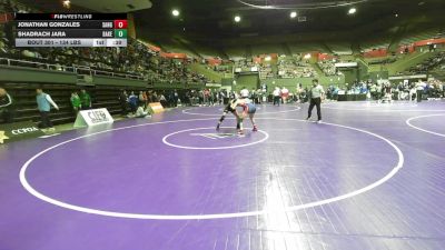 134 lbs Consi Of 16 #1 - Jonathan Gonzales, Sanger vs Shadrach Jara, Bakersfield Christian High School