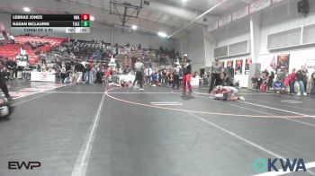 85 lbs Consi Of 8 #2 - LEBRAE JONES, HURRICANE WRESTLING ACADEMY vs Kadan Mclaurin, Tulsa North Mabee Stampede