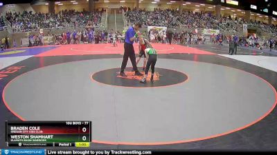 77 lbs Champ. Round 2 - Braden Cole, Oregon City Kids Club vs Weston Shamhart, Klamath Basin Warriors