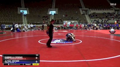 103 lbs Round 2 (3 Team) - Gabriella Cedeno, Central Methodist University vs Alyssa Archer, Lindsey Wilson