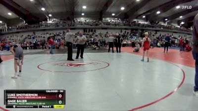 90 lbs Cons. Round 3 - Gage Bauer, Savannah Youth Wrestling Club-AA vs Luke Smothermon, Hannibal Youth Wrestling Club-AAA