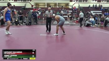 215 lbs Cons. Round 1 - Anthony Macareno, Des Moines Lincoln vs Perry Lehman, West Liberty