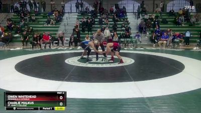 138 lbs 1st Place Match - Charlie Malkus, St. John`s College vs Owen Whitehead, Penninsula Catholic