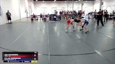 130 lbs Quarterfinals (8 Team) - Jax Zamarripa, Texas vs Dylan Harshman, Massachusetts