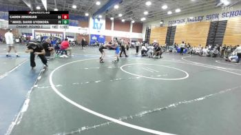 150 lbs Champ. Round 2 - Mikel David Uyemora, Fountain Valley vs Caden Zendejas, Bishop Alemany