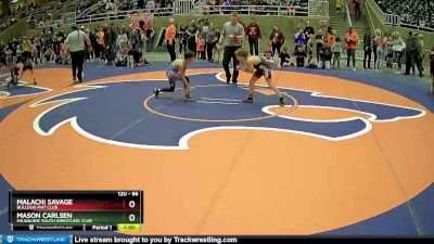 86 lbs Champ. Round 1 - Mason Carlsen, Milwaukie Youth Wrestling Club vs Malachi Savage, Bulldog Mat Club