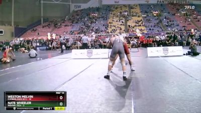 165 lbs Placement Matches (16 Team) - Nate Wheeler, Indiana Tech vs Weston Melvin, Cumberlands (Ky.)