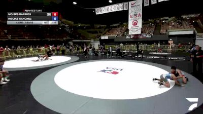 100 lbs Cons. Semis - Moises Barrios, Canyon Springs High School Wrestling vs Hilcias Sanchez