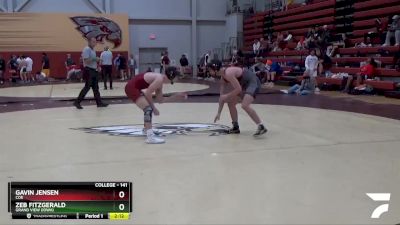 141 lbs Quarterfinal - Zeb Fitzgerald, Grand View (Iowa) vs Gavin Jensen, Coe