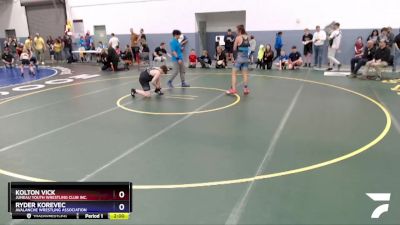 165 lbs Round 3 - Kolton Vick, Juneau Youth Wrestling Club Inc. vs Ryder Korevec, Avalanche Wrestling Association