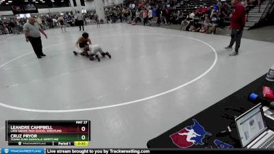 144 lbs Cons. Round 4 - Cruz Pryor, Young Guns Nashville Wrestling vs Leandre Campbell, Lake Gibson High School Wrestling