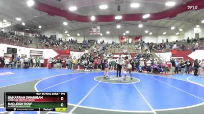 140 lbs Cons. Semi - Hadleigh Row, Harrison Highschool vs Samarrah Swanigan, Lawrence Central Bears