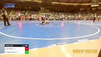 61 lbs Round Of 32 - Sawyer Simpson, Salina Wrestling Club vs Adam Rasmussen, Roundtree Wrestling Academy