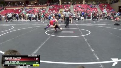 85 lbs Cons. Round 4 - Sawyer Shaffer, Caney Valley Wrestling vs Jace Sharples, Ogden`s Outlaws Wrestling Club