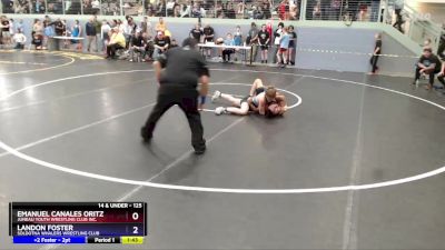 125 lbs Quarterfinal - Landon Foster, Soldotna Whalers Wrestling Club vs Emanuel Canales Oritz, Juneau Youth Wrestling Club Inc.