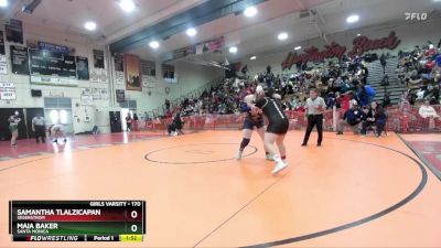 170 lbs Champ. Round 2 - Samantha Tlalzicapan, Segerstrom vs Maia Baker, Santa Monica