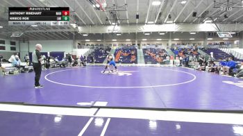 174 lbs Round 1 (10 Team) - Anthony Rinehart, Marian University (IN) vs Kriecg Roe, Lindsey Wilson (Ky.)