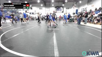 98 lbs Quarterfinal - Taylan Green, Harrah Little League Wrestling vs Layla Achziger, Choctaw Ironman