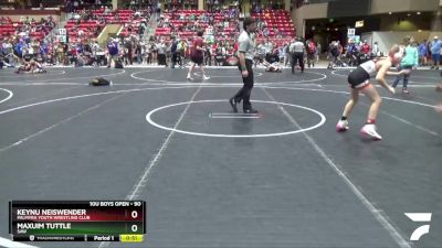 90 lbs Quarterfinal - Keynu Neiswender, Palmyra Youth Wrestling Club vs Maxuim Tuttle, SAW