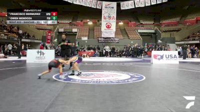 Bantam - 56 lbs 1st Place Match - Owen Mendoza, Pacific Edge Wrestling vs Francisco Bermudez, Imperial Valley Panthers Wrestling