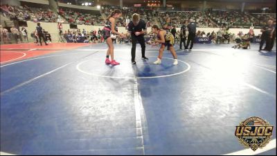 90 lbs Quarterfinal - Alaurah Sweetman, Bristow Youth Wrestling vs Maisyn Hulbutta, Mojo Grappling Academy
