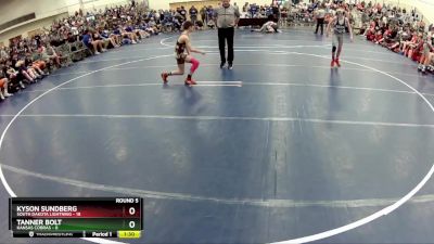 90 lbs Round 5 (6 Team) - Kyson Sundberg, South Dakota Lightning vs Tanner Bolt, Kansas Cobras