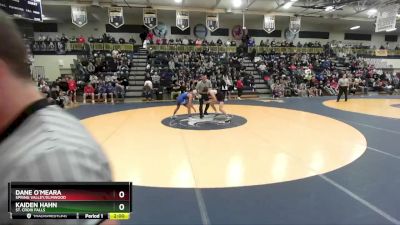 113 lbs Champ. Round 2 - Dane O`meara, Spring Valley/Elmwood vs Kaiden Hahn, St. Croix Falls