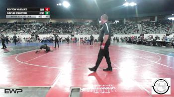 130 lbs 5th Place - Peyton Vasquez, Claremore Wrestling Club vs Sophie Proctor, Henryetta Knights Wrestling Club