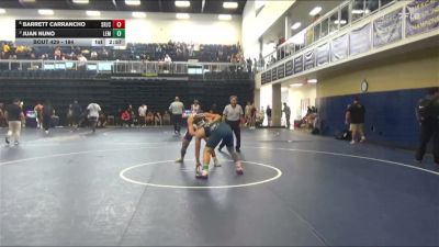184 lbs Quarterfinal - Juan Nuno, Lemoore College vs Barrett Carrancho, Santa Rosa Junior College